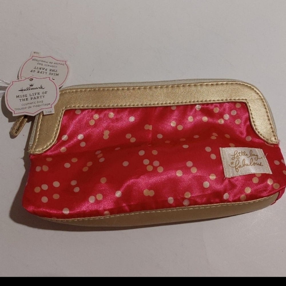 NEW Miss Life of the Party Pink Polka Dot Make Up Cosmetic Bag from Hallmark